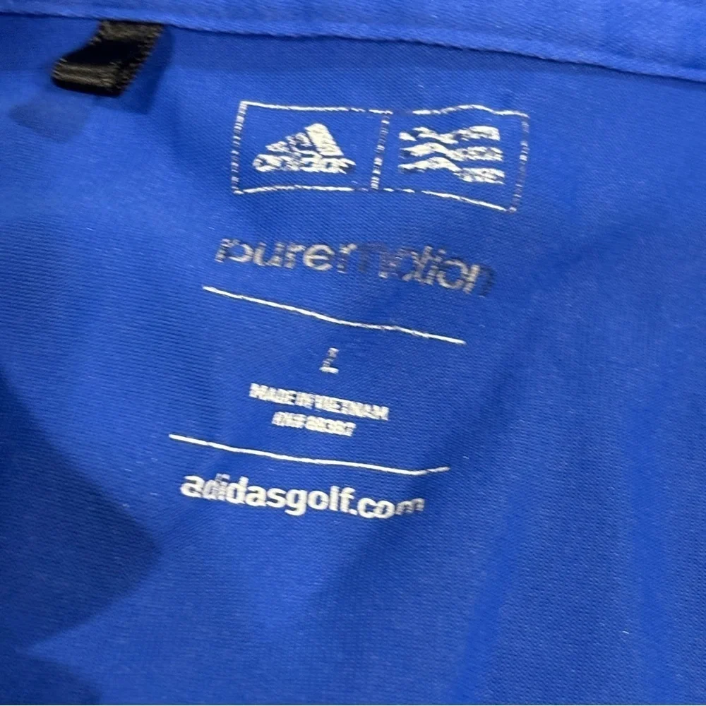 ADIDAS GOLF MENS PURE MOTION SZ Large BLUE SHORT SLEEVE GOLF POLO SHIRT
